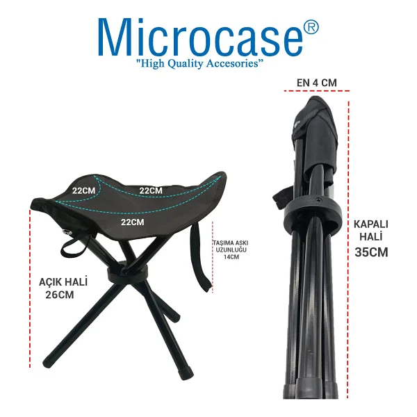 Microcase Çok Amaçlı Katlanabilir Seyahat Kamp Balıkçı Metro Metrobüs Tramvay Için Tabure 26cm - Al5335 - Görsel 2