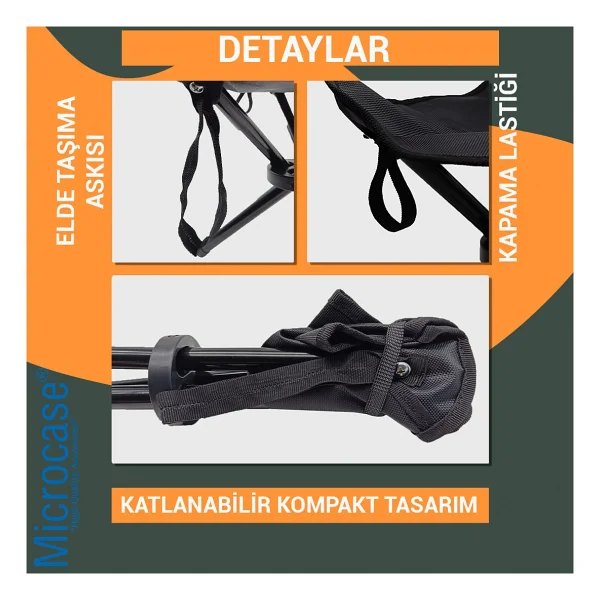 Microcase Çok Amaçlı Katlanabilir Seyahat Kamp Balıkçı Metro Metrobüs Tramvay Için Tabure 26cm - Al5335 - Görsel 3