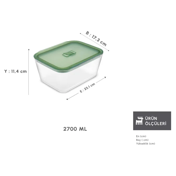 Karaca Green 2700 Ml Dikdörtgen Cam Saklama Kabı - Görsel 3