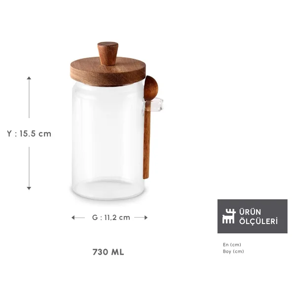Karaca Mova Akasya 730 Ml Kaşıklı Cam Saklama Kabı - Görsel 3