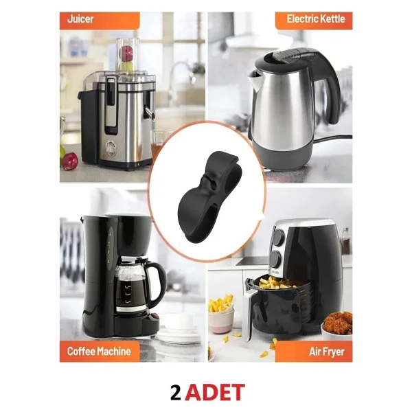 Düzenleyici Çok Amaçlı Organizer Airfryer Kablo Sarma Aparatı Yapışkanlı Kablo Sabitleyici 2 Adet - Görsel 3
