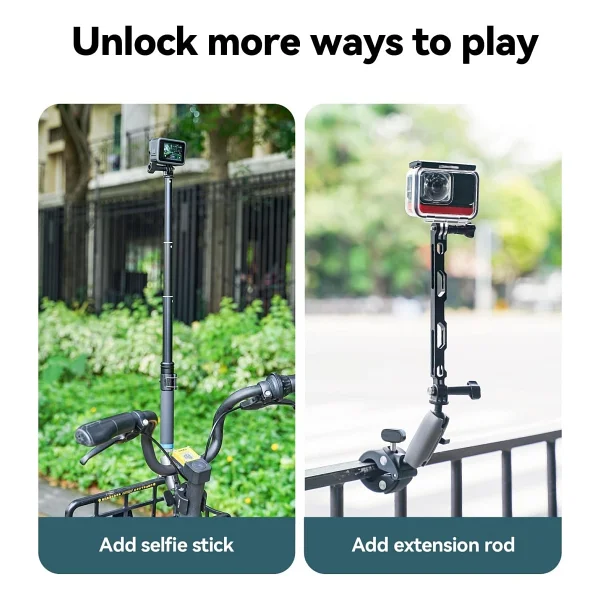 Telesın Motosiklet Gidonu Bisiklet Montaj Kelepçeleri İçin Gopro Hero 13 12 11 10 9 Djı Osmo Action 5 Pro 4 3 Insta360,360° Çift Top Başlı Kelepçe Tutucu 1/4-20 Mm Kamera Ve Telefon İçin Adaptör - Görsel 5