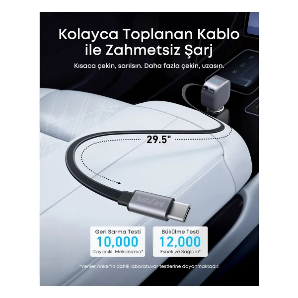 Anker Nano A2738 75 W Type-C Kablolu Hızlı Araç Şarj Aleti - Görsel 4