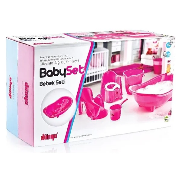 5 Parça Oturaklı Bebek Bakım Yıkama Seti Pembe - Görsel 2