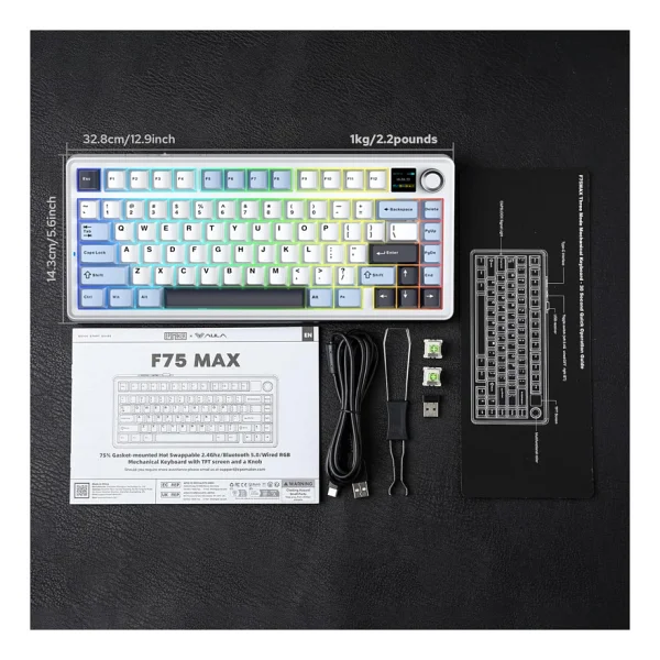 Aula F75 Max Lacivert RGB %75 Tkl Reaper Switch Kablolu/Kablosuz Mekanik Oyuncu Klavyesi - Görsel 7