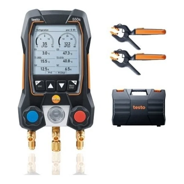 Testo 550s Akıllı Set - Kablosuz Kelepçe Sıcaklık Problarına Sahip Akıllı Dijital Manifold ( Hortum Seti Hariç ) - Görsel 3
