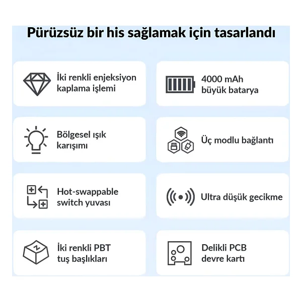 Aula S100 Pro Brown Switch Kablolu/Kablosuz Mekanik Oyuncu Klavyesi - Görsel 7
