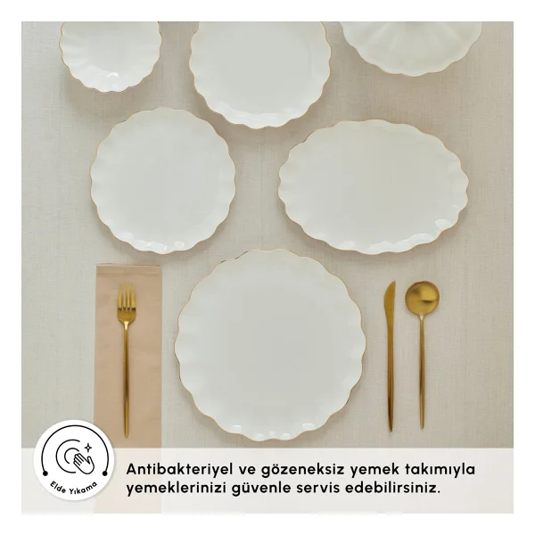 Karaca Fine Pearl Extra Shell Gold 55 Parça 12 Kişilik Yemek Takımı - Görsel 7