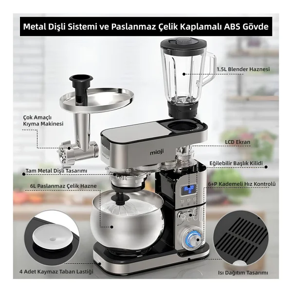 Mioji Mio MX10 1500 W 6 lt Stand Mikser - Görsel 2
