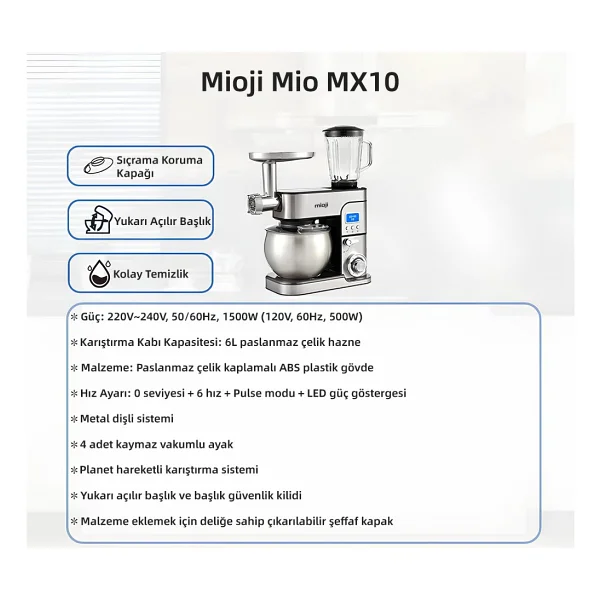 Mioji Mio MX10 1500 W 6 lt Stand Mikser - Görsel 6