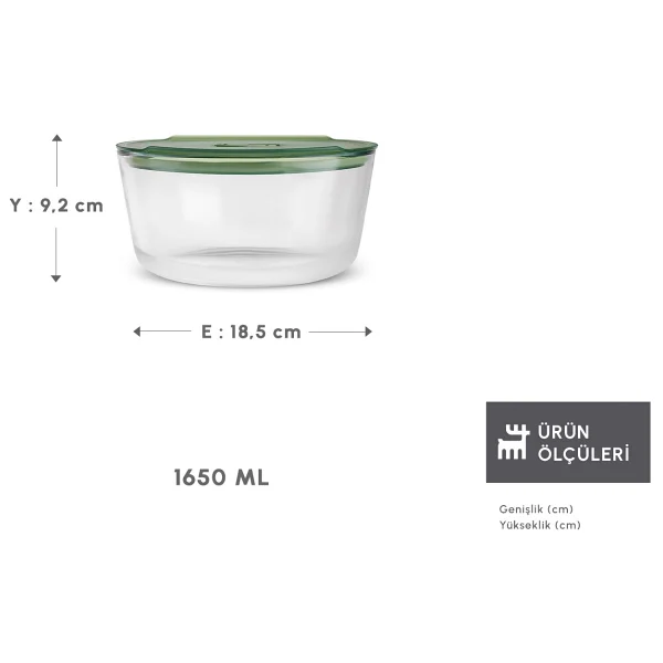 Karaca Green 1650 Ml Yuvarlak Cam Saklama Kabı - Görsel 5