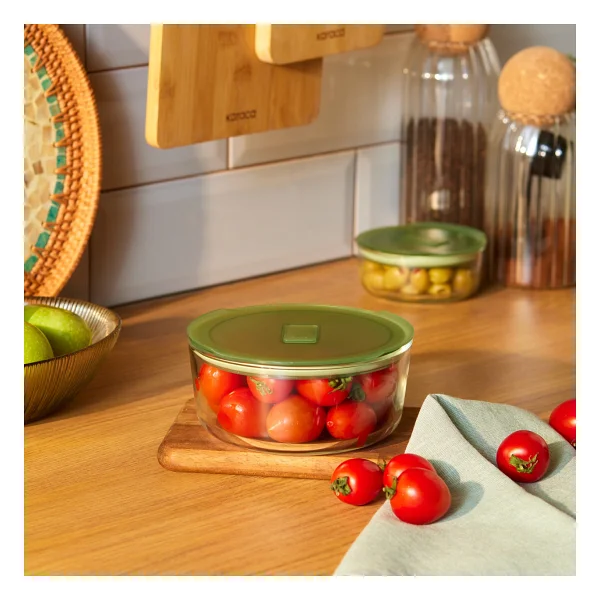 Karaca Green 850 ml Yuvarlak Cam Saklama Kabı - Görsel 5