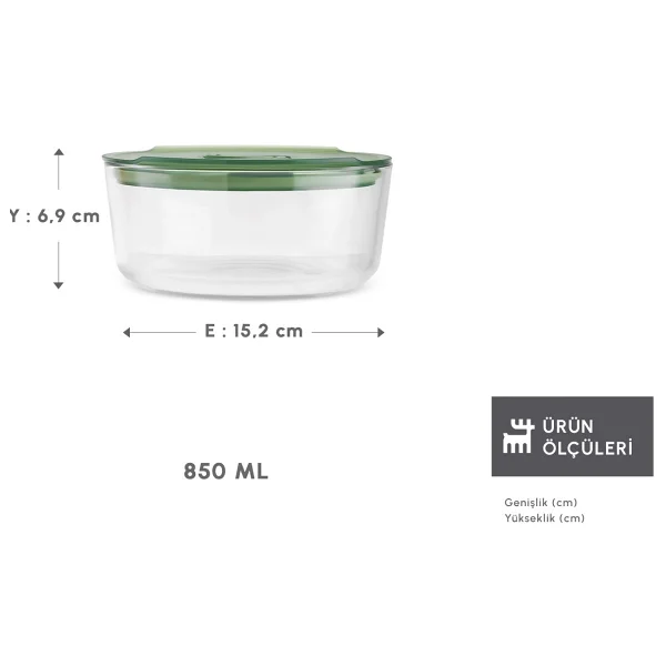 Karaca Green 850 ml Yuvarlak Cam Saklama Kabı - Görsel 2