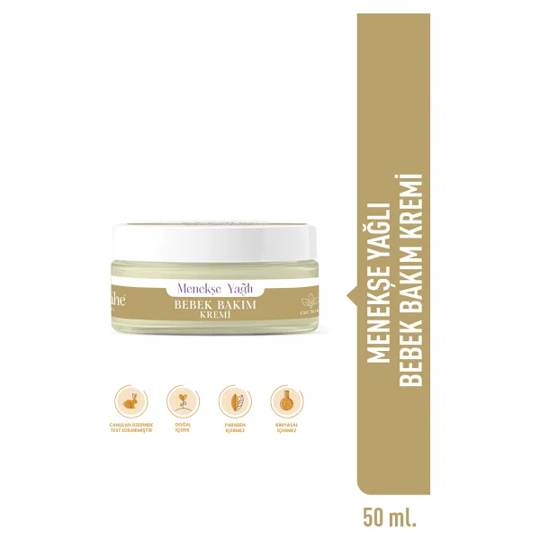 Evvahe Doğal Menekşe Yağlı Bebek Bakım Kremi 100 ml Dermatolojik Olarak Test Edilmiş Güvenli Formül - Görsel 5
