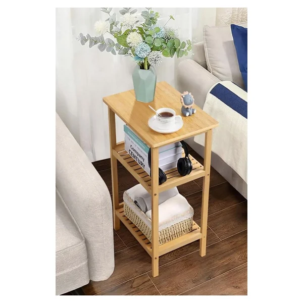 Digithome Bambu 3 Raflı Komodin Yan Sehpa Yan Sehpa Düzenleyici Orta Sehpa Db-0024 - Görsel 4