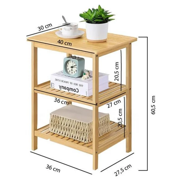 Digithome Bambu 3 Raflı Komodin Yan Sehpa Yan Sehpa Düzenleyici Orta Sehpa Db-0024 - Görsel 8