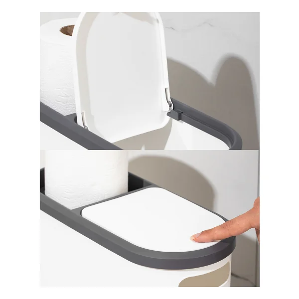 Porsima M-325 Kapaklı Çöp Kutusu 10lt Beyaz Plastik Banyo Ve Mutfak İçin Pratik Çöp Kovası - Görsel 4