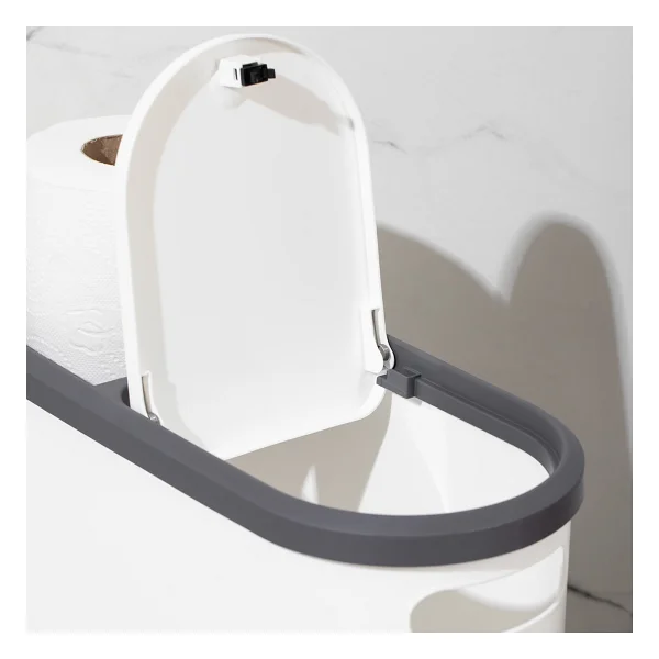 Porsima M-325 Kapaklı Çöp Kutusu 10lt Beyaz Plastik Banyo Ve Mutfak İçin Pratik Çöp Kovası - Görsel 5
