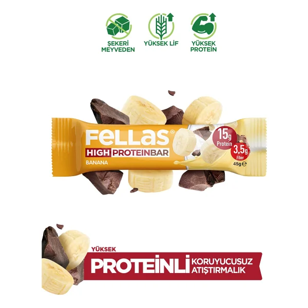Fellas Yüksek Protein Bar - Muzlu 45 G X 12 Adet - Görsel 9