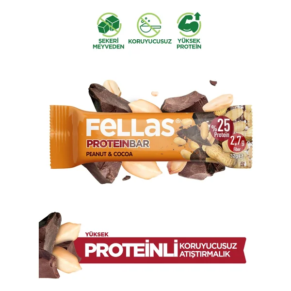 Fellas Protein Bar - Yer Fıstıklı Ve Kakaolu (32 G) X 12 Adet - Görsel 7