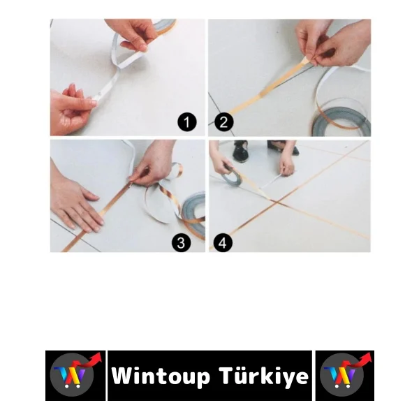 Uzun Ömürlü Kendinden Yapışkanlı Karo Zemin Fayans Derz 0.5 Cm X 50 Metre Gri Şerit Bant - Görsel 5