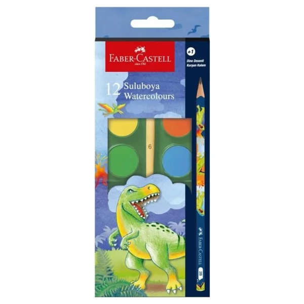 Faber-Castell Dino Büyük Boy 12'li Sulu Boya - Görsel 3