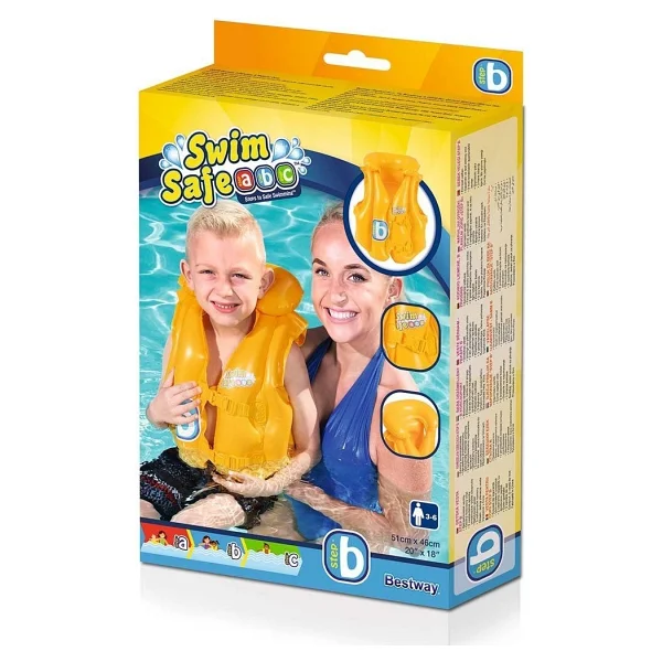 Bestway Sarı Can Yeleği 3+ Yaş Çocuk 51x46 Cm Şişme Yaka Çift Kopçalı Güvenli Tasarım - Görsel 4