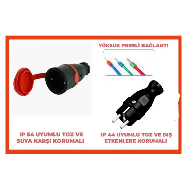 Hes Kablo Araç Şarjı Uyumlu 15-50metre Arası (3x2.5 Ttr Tam Bakır)( Ip 44-54 Tp Fişli) Uzatma Seyyar - 25 Metre - Görsel 2
