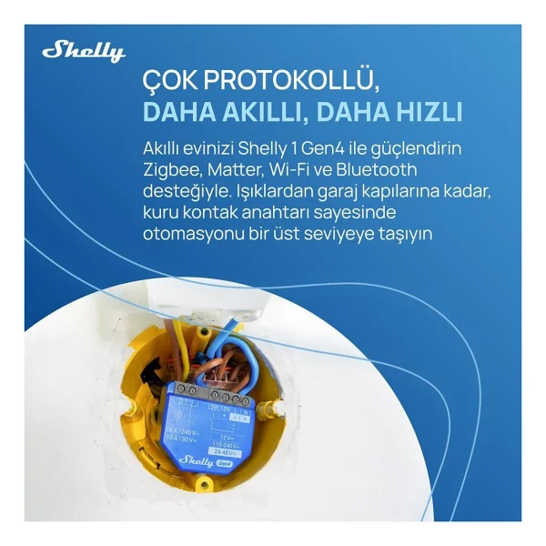 Shelly 1 Gen4 Wi-Fi Akıllı Röle - Görsel 2