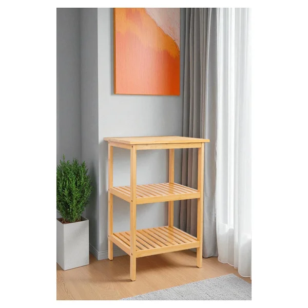 Digithome Bambu 3 Raflı Komodin Yan Sehpa Yan Sehpa Düzenleyici Orta Sehpa Db-0024 - Görsel 2