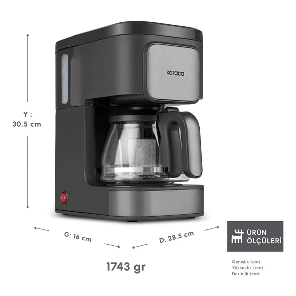 Karaca Just Coffee Aroma 2 In 1 Filtre Kahve Makinesi 750 Ml Gri Paslanmaz Çelik Özellikli - Görsel 2