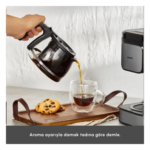 Karaca Just Coffee Aroma 2 In 1 Filtre Kahve Makinesi 750 Ml Gri Paslanmaz Çelik Özellikli - Görsel 5