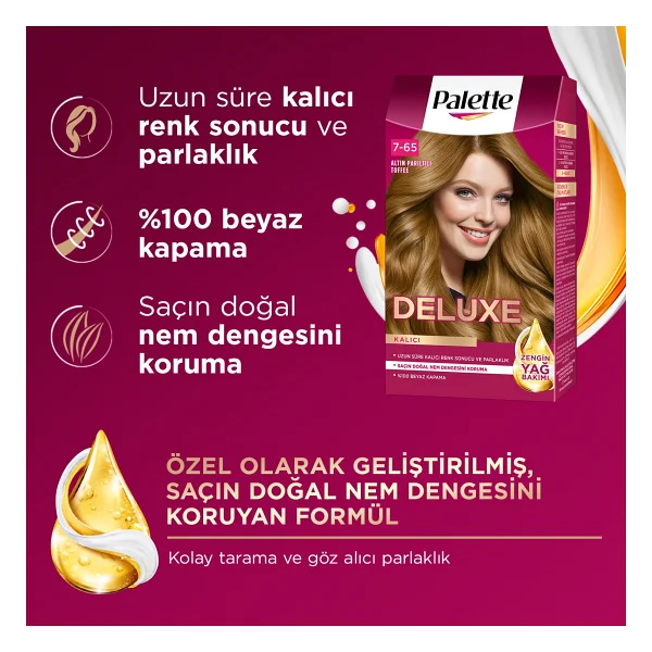 Palette Deluxe 7.65 Altın Parıltılı Toffee Saç Boyası - Görsel 8