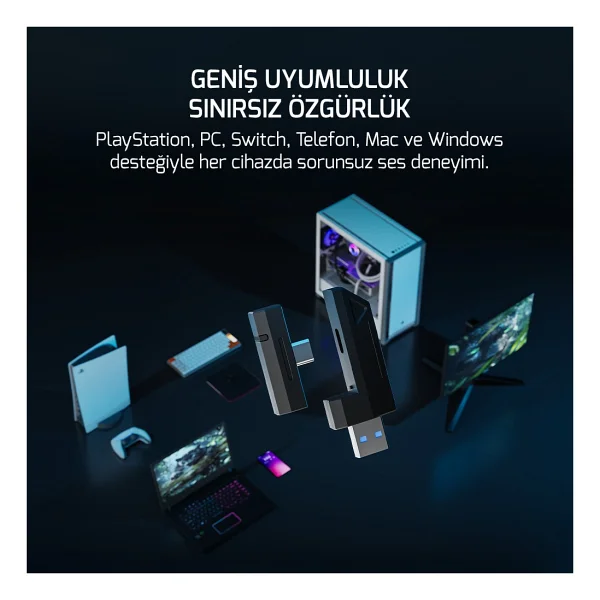 Gamepower Kai Titanium Ultra 7.1 USB Kablolu/Kablosuz Kulak Üstü Oyuncu Kulaklığı - Görsel 8