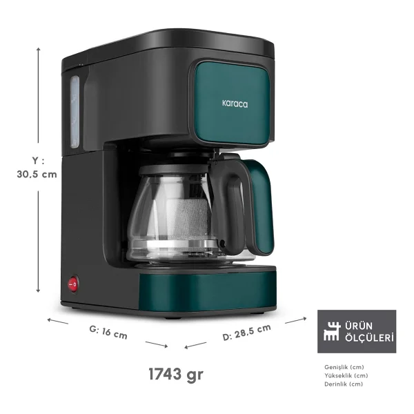 Karaca Just Coffee Aroma 2in1 Pine Green Çay Ve Filtre Kahve Makinesi - Görsel 2
