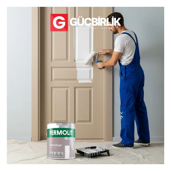 Permolit Permokapı Sentetik Amerikan Panel Kapı Boyası Beyaz Yarı Mat 0,75l - 2,5l Yüksek Örtücülük, Sararmaya Karşı Dirençli - Görsel 3