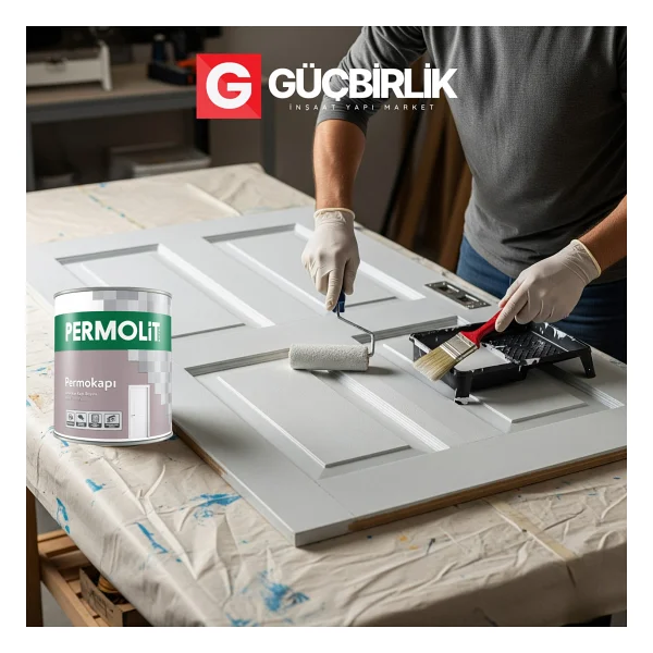 Permolit Permokapı Sentetik Amerikan Panel Kapı Boyası Beyaz Yarı Mat 0,75l - 2,5l Yüksek Örtücülük, Sararmaya Karşı Dirençli - Görsel 5
