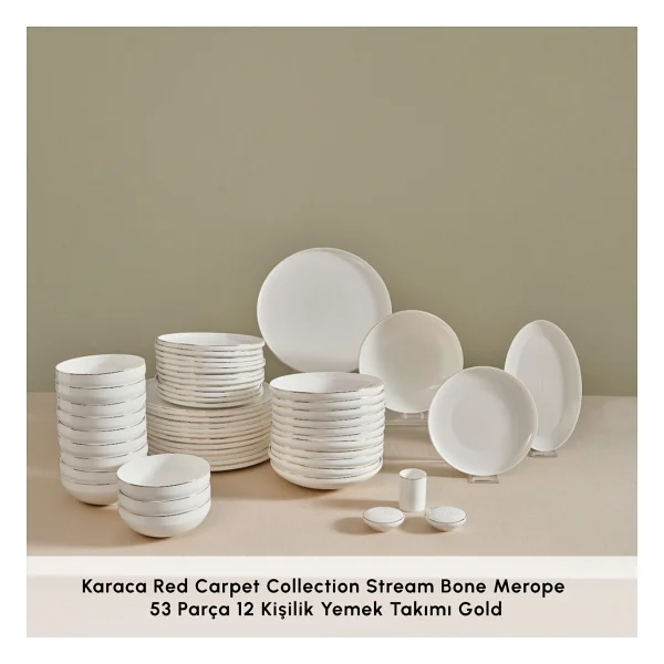 Karaca Stream Bone Merope Gold 53 Parça 12 Kişilik Yemek Takımı - Görsel 6