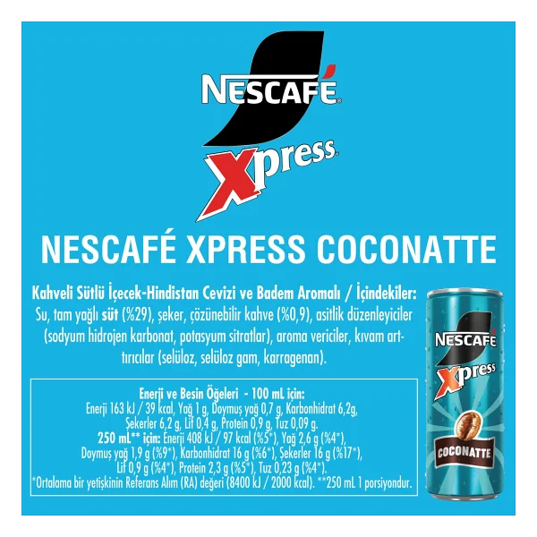 Nescafe Xpress Coconatte Soğuk Kahve 250 Ml X24 - Görsel 4