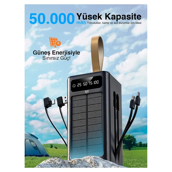 7go Gpw-01 Solar 50000 mAh Hızlı Şarj Powerbank - Görsel 3