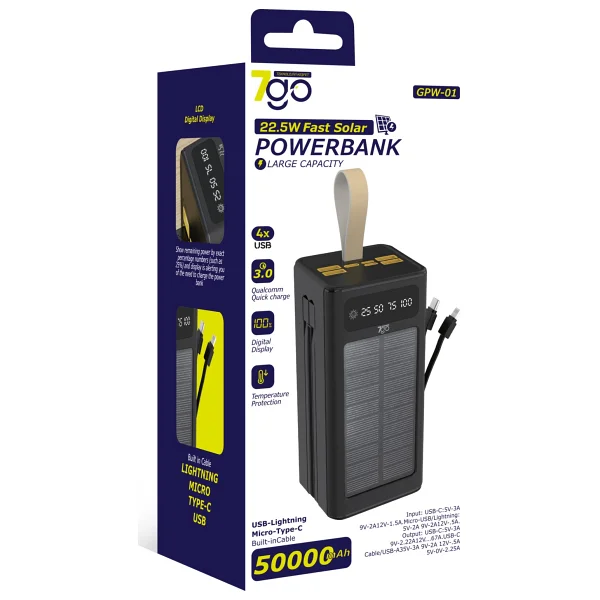 7go Gpw-01 Solar 50000 mAh Hızlı Şarj Powerbank - Görsel 6