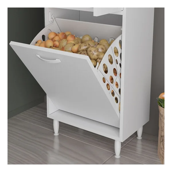 Modilayn ARD-133 Inci 2 Kapaklı Kirli Çamaşır Sepetli Banyo Dolabı Muftak Dolabı Çok Amaçlı Dolap - Görsel 3