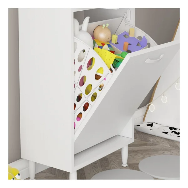 Modilayn ARD-133 Inci 2 Kapaklı Kirli Çamaşır Sepetli Banyo Dolabı Muftak Dolabı Çok Amaçlı Dolap - Görsel 4
