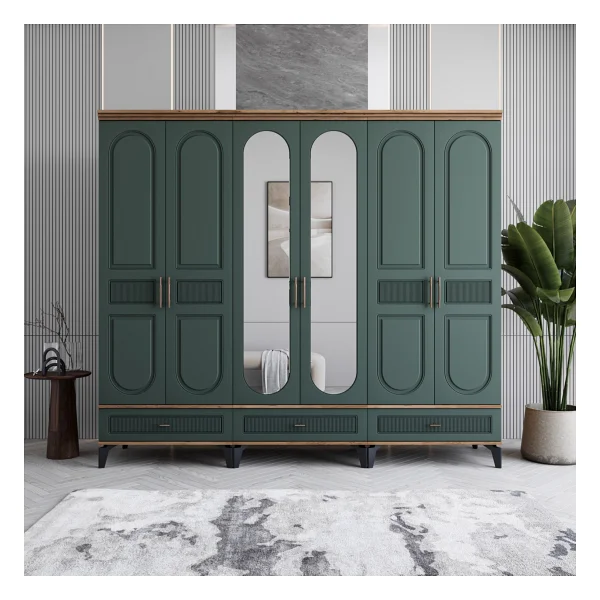 Monzıo Libra 6 Kapaklı Çekmeceli Gardırop %100 Mdf - Görsel 5