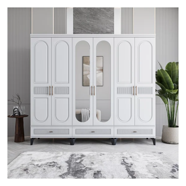 Monzıo Libra 6 Kapaklı Çekmeceli Gardırop %100 Mdf - Görsel 7