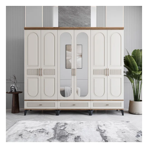 Monzıo Libra 6 Kapaklı Çekmeceli Gardırop %100 Mdf - Görsel 6