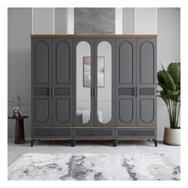 Monzıo Libra 6 Kapaklı Çekmeceli Gardırop %100 Mdf - Görsel 8