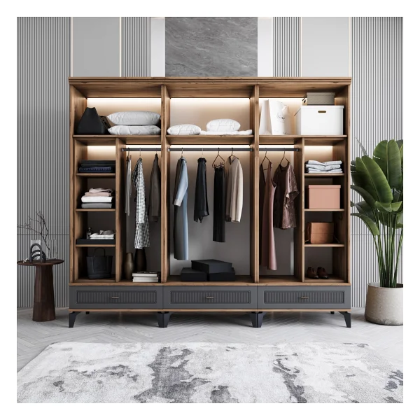 Monzıo Libra 6 Kapaklı Çekmeceli Gardırop %100 Mdf - Görsel 3