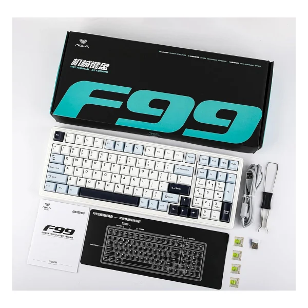 Aula F99 Lacivert RGB Reaper Switch Kablolu/Kablosuz Mekanik Oyuncu Klavyesi - Görsel 10