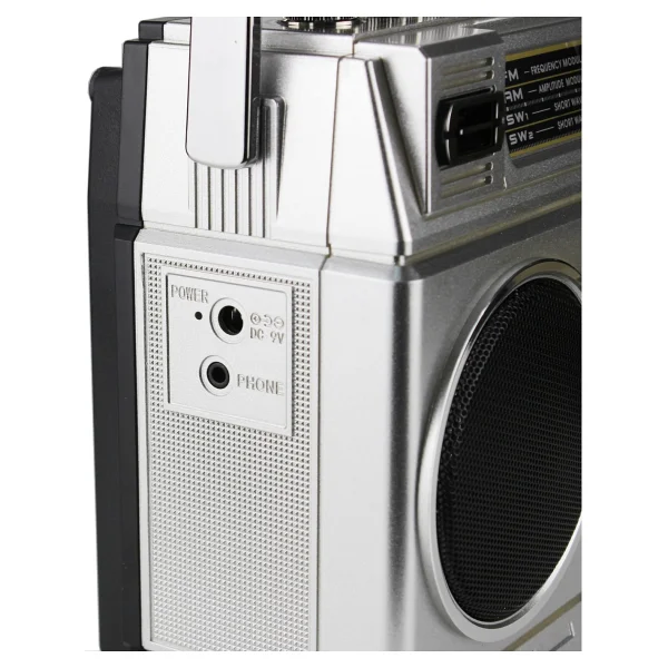 Coverzone Teleskopik Antenli Kaset Çalar Radyo - Am/Fm/Sw1-2 4 Bant, Bluetooth/USB/Tf Mp3 Müzik Çalar, Kayıt Özellikli, Kulaklık Girişli, 220v Veya 6v Pille Çalışma Cvr-555bt (Gri) - Görsel 4